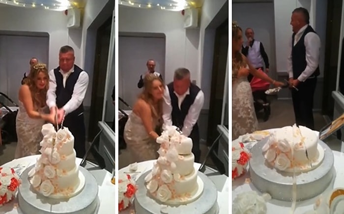Düğün Pastası Kesen Damadın Kendinden Geçip Pastayı Murdar Ettiği Anlar