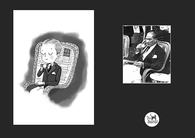 9. Atatürk Orman Çiftliği’nde (AOÇ) kahvesini içerken, 1932