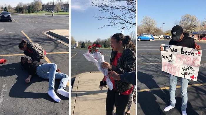 Kan Revan İçinde Kalmış Görüntüsüyle Ölmüş Numarası Yapan Gençten Kız Arkadaşına Sürpriz Balo Daveti