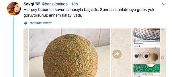 Eve kavun karpuz almak, kavunu karpuzu özenle seçmek ve meyve iyi çıkınca kendiyle gururlanmak tipik Türk babası davranışıdır.
