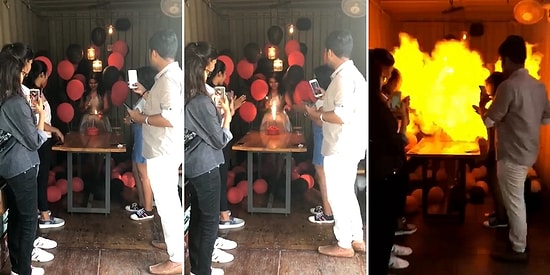 Pasta Mumunu Yaktığı Sırada Uçan Balonların Alev Almasıyla Hayatının Şokunu Yaşayan Kadın