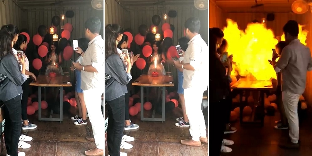 Pasta Mumunu Yaktığı Sırada Uçan Balonların Alev Almasıyla Hayatının Şokunu Yaşayan Kadın