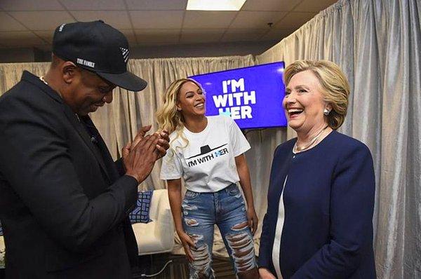 En yakın arkadaşları Jay-Z ve Beyonce de Hillary'nin sıkı destekçisiydi, malum...