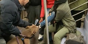 Metroda İnsan Dostuyla Tartışan Kadının Ayağını Isıran Köpek