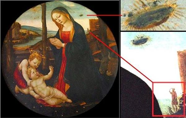 2. On beşinci yüzyılda Domenico Ghirlandaio tarafından çizilen dünyaca ünlü bu tabloda yer alan UFO benzeri cismin sırrı yıllardır çözülemiyor.