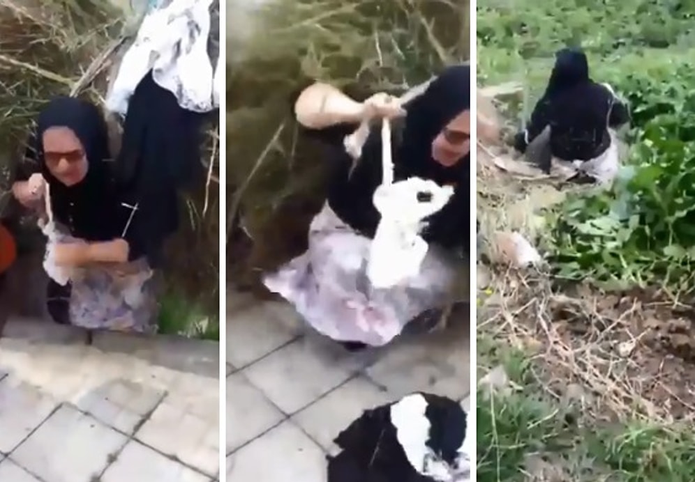 Sırtındaki Ağırlık Yüzünden Yuvarlanan Teyze ve Bu Durumdan Çok Eğlenen Arkadaşı