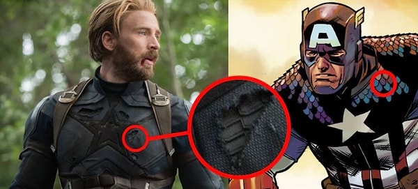 Однако можно заметить, что под одеждой Кэп носит свой оригинальный костюм из комиксов с чешуйками.