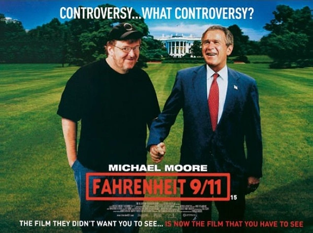 Michael Moore'un, mizah yönü kuvvetli düşünceleri ve ısrarcı tutumu ile Bush hükümetinin dış politikası hakkında korkusuz bir araştırmaya girdiği 'Fahrenheit 9/11' da gerçek sandığınız birçok şeyi sorgulatacak.