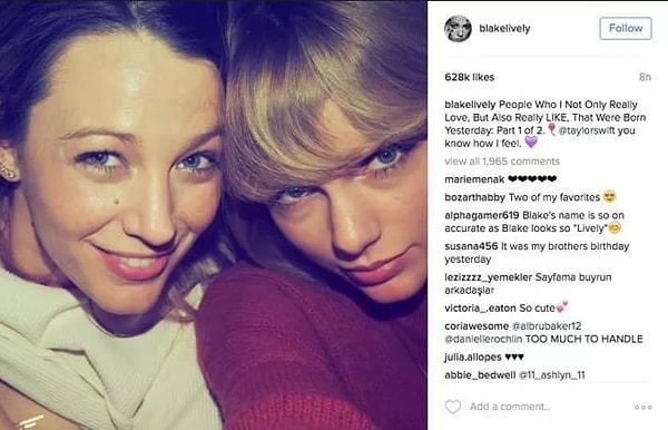 Swift, Ryan Reynolds ve Blake Lively'nin aile dostu. Hatta o kadar iyi arkadaşlar ki çiftin kızı James Reynolds, Swift'in en son albümü 'Reputation'a minik de olsa sesiyle katkıda bulundu.