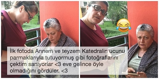 Annesi ve Teyzesini Katedralin Ucunu Parmaklarıyla Tutuyormuş Gibi Fotoğraflarını Çekerken Acımasızca Trolleyen Türk