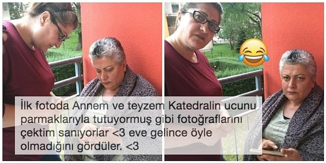 Annesi ve Teyzesini Katedralin Ucunu Parmaklarıyla Tutuyormuş Gibi Fotoğraflarını Çekerken Acımasızca Trolleyen Türk