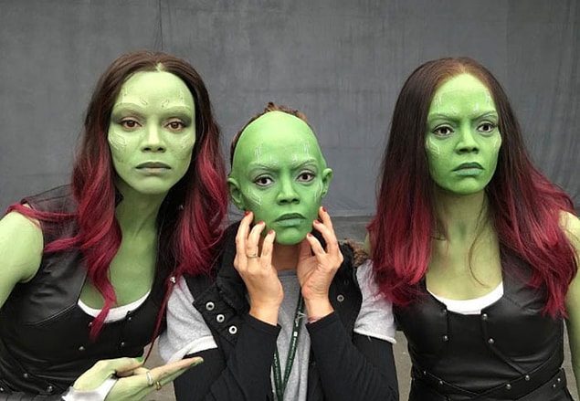 11. Zoe Saldana (Gamora) ve dublörü: