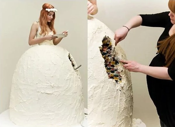 3. Двух зайцев одним выстрелом: и торт свадебный, и платье невесты.