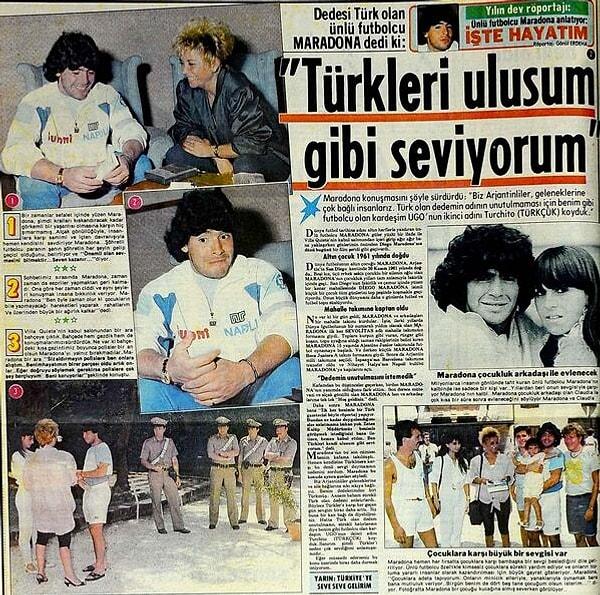 1. Maradona'nın dedesinin Türk olduğunu söylemesi, karşılıklı sempatimizin ilk başlangıçlarından bir tanesiydi diyebiliriz.
