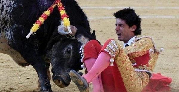 2. Bir matadorun boğa tarafından öldürülmeden önceki son fotoğrafı.