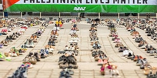 AB Konseyi Önünde Filistin'e Destek Eylemi: 10 Yılda Ölen Filistinliler için 4 Bin 500 Çift Ayakkabı