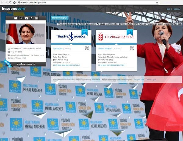 Meral Akşener Cumhurbaşkanlığı seçimi hesap numaraları