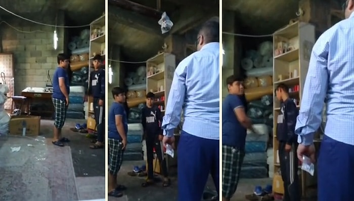 İşe Geç Kalan Çocukları Birbirine Tokatlattıran İş Yeri Sahibi