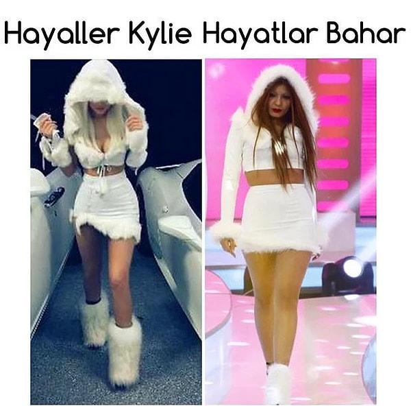 Daha önce İşte Benim Stilim yarışmacısı Bahar Candan'ın Kylie Jenner'a özenen hallerini görmüştük.