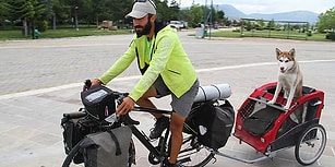'İki Pedal Dört Pati' Diyerek Yola Çıktılar, Hayvan Hakları için Köpek Eska ile 4 Bin Km Yol Yaptılar