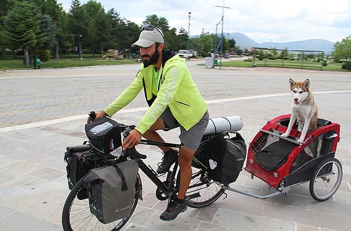 'İki Pedal Dört Pati' Diyerek Yola Çıktılar, Hayvan Hakları için Köpek Eska ile 4 Bin Km Yol Yaptılar