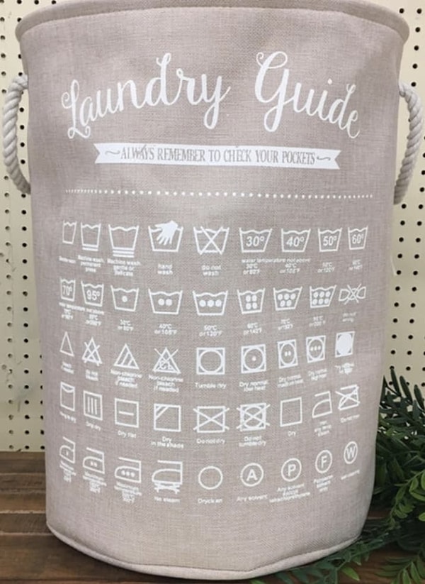 14. И, наконец, перед вами корзина для белья, на которой расшифрованы все значки по уходу за одеждой