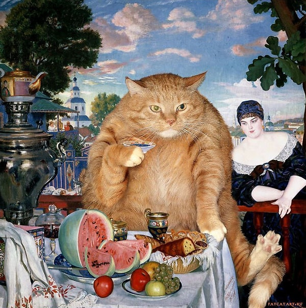 7. "Купчиха за рыжим котом"