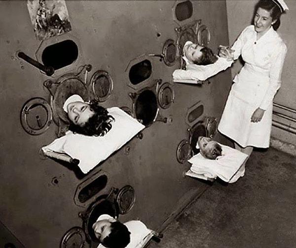 9. Polio aşısının icadından önce yapay solunum cihazındaki çocuklar, 1937