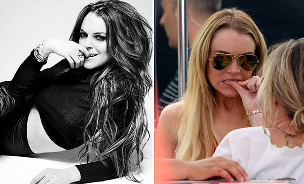 2. Игриво покусывающая пальчик Линдси Лохан: