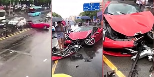 İlk Defa Kullandığı Kiralık Ferrari ile Kaza Yapan Sürücü