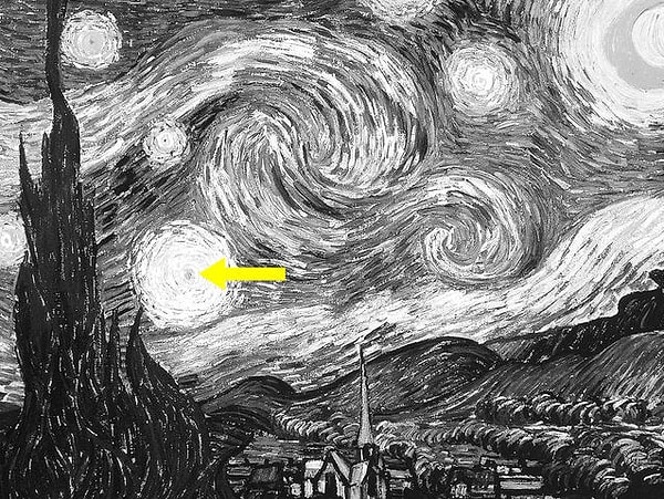 8. Какого цвета звезда на картине Ван Гога "Звездная ночь"?