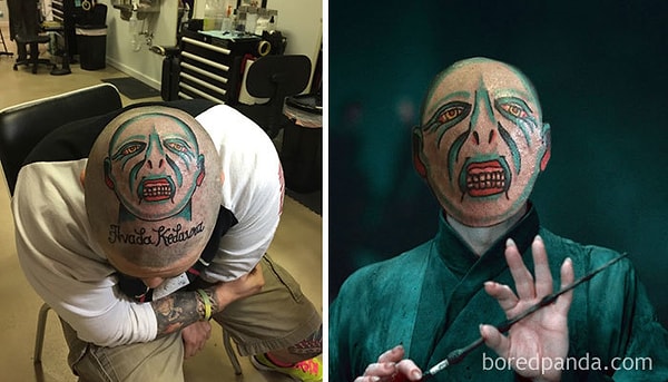 30. Зачем вообще этот парень набил Темного лорда у себя на голове?!