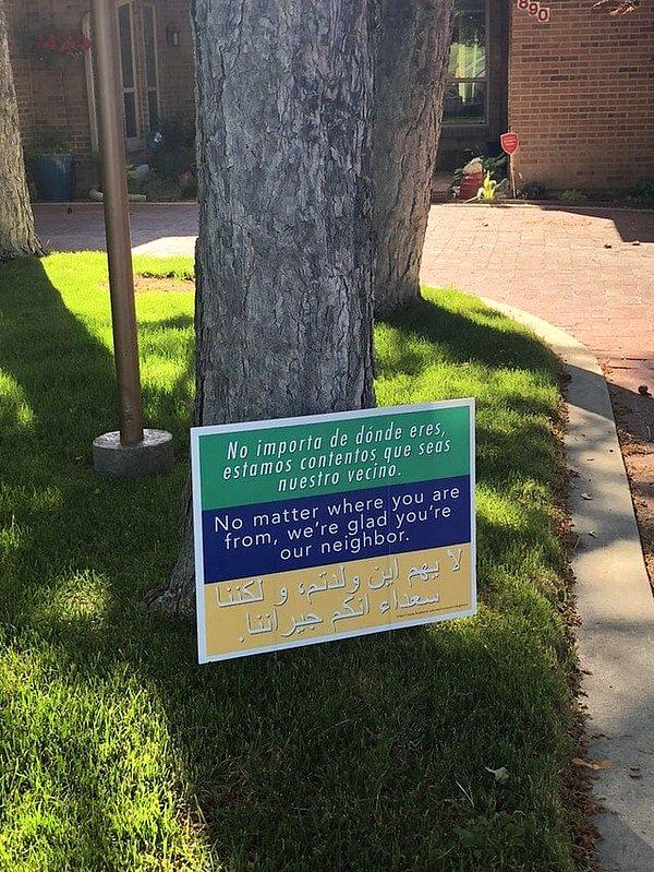 10. Perulu bir aile, Utah'daki muhafazakar bir mahalleye taşındıktan sonra, komşularının bahçesindeki bu yazıyı gördüler.