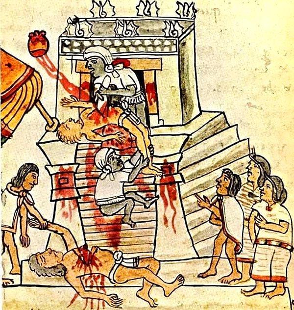 14. 1487 yılında Aztek tapınağındaki ayinlerde 20 binin üzerinde insan kurban edilmiştir.