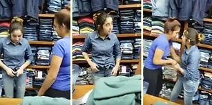 Üst Üste Kot Pantolonları Giyip Çalmak İsterken Yakalanan Kadını Tokat Manyağı Yapan Kadınlar