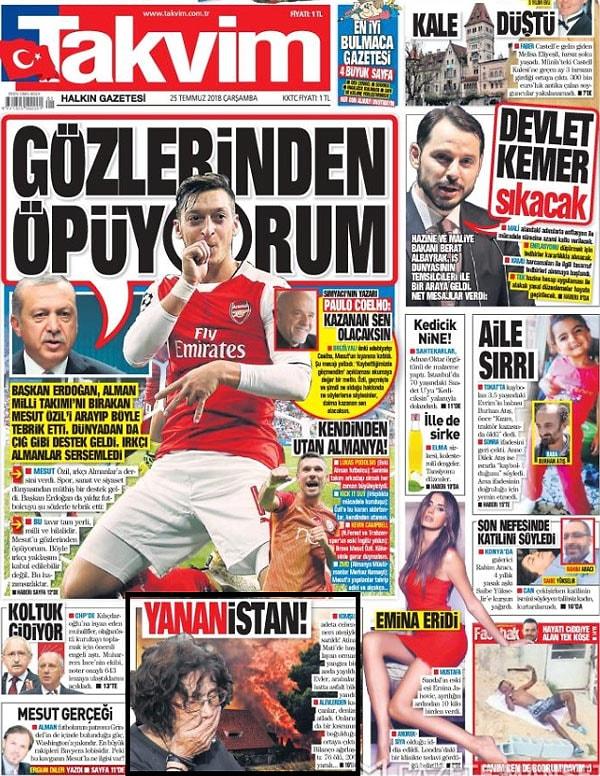 17. Ve son olarak Türkiye'nin çok okunan gazetelerinden biri olan Takvim'in attığı başlık: Yananistan...