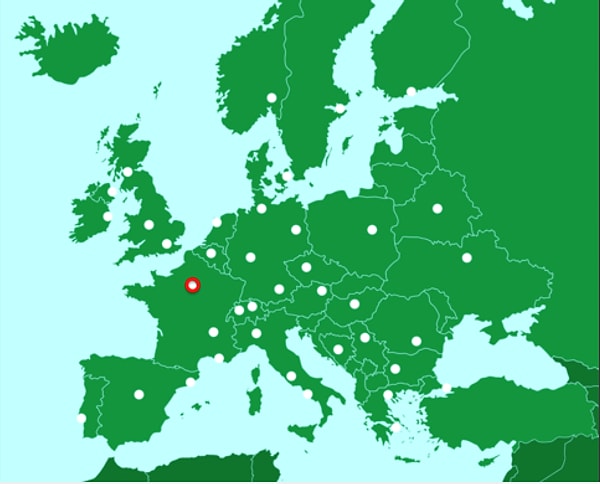 3. Какой город отмечен красным кружочком?
