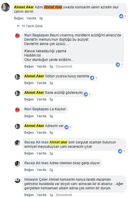 İlgili paylaÅımın artında yaÅanan tartıÅma Åu Åekilde ğ
