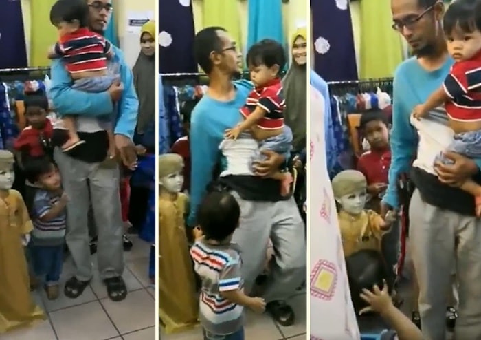 Fazla Çocuk Sahibi Olmanın Zararı: Çocuğu Zannettiği Cansız Mankenin Elini Tutmaya Çalışan Baba