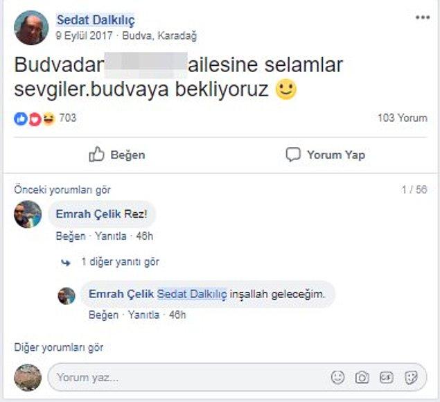 Sedat Dalkılıç, Facebook'tan da herkese sesleniyor: "Budva'ya bekliyoruz."