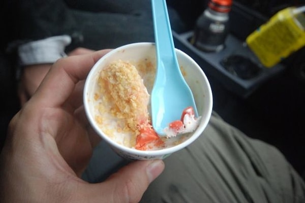 14. Мороженое с жареными креветками