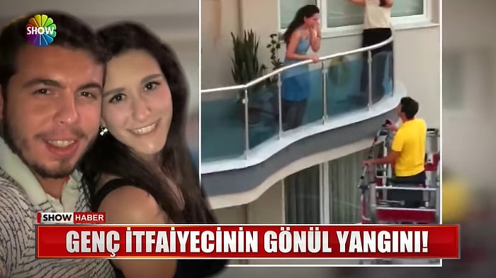 İtfaiye Aracını Alıp Sevdiği Kızın Evine Giden İtfaiyeciden Merdivende Evlilik Teklifi