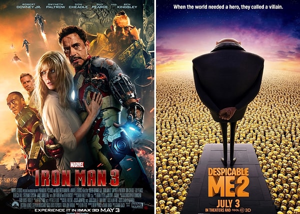 14. А еще в 2013-м мы смогли наконец насладиться 3-й частью "Железного человека" и 2-й частью мультика "Гадкий я" 😍