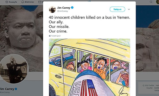 Dünyanın Görmezden Geldiği Yemen'deki Çocuk Katliamına Jim Carrey'den Tepki: 'Bizim Müttefikimiz, Bizim Suçumuz'