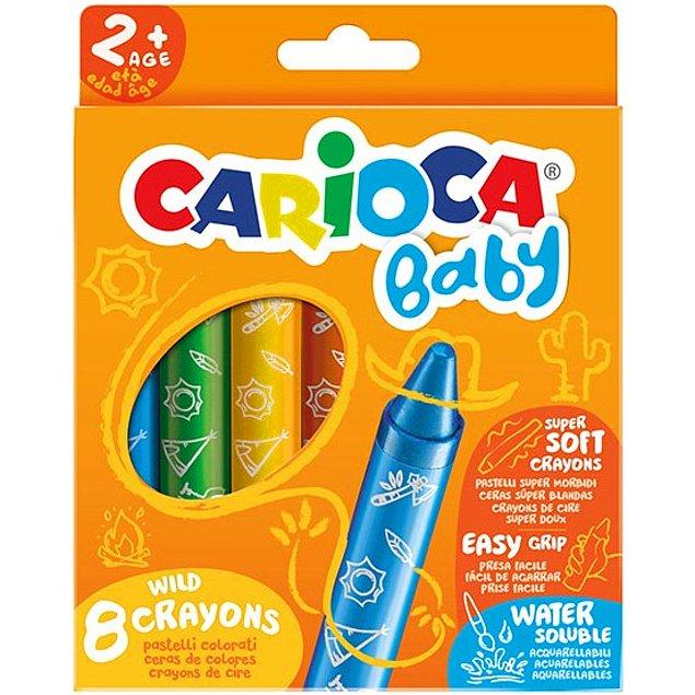 3. Ufak yaştaki çocukların güvenle boyama yapması için: Carioca Jumbo Bebek 8'li Yumuşak Pastel Boya Kalem Seti.