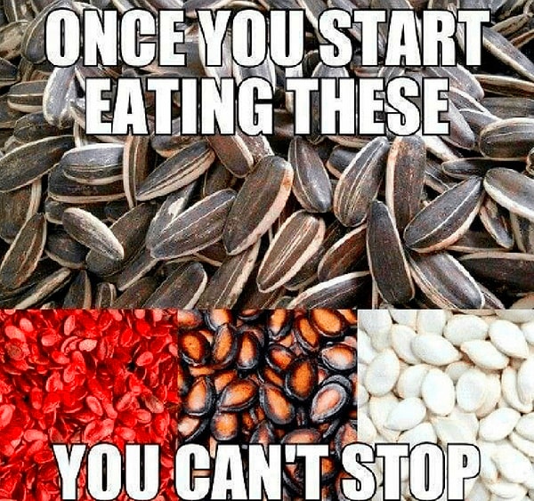15. Стоит только начать есть семечки...