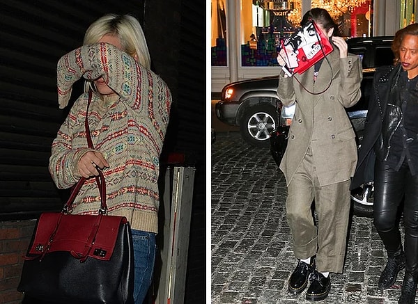 18. Таким же способом спасаются от камер и Лили Аллен с Беллой Хадид