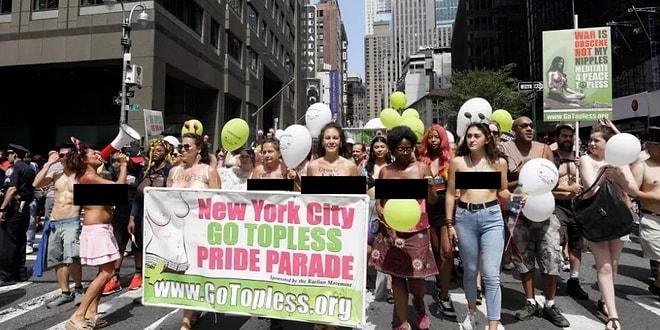 'Ayıp Olan Savaştır,  Meme Uçlarım Değil!' Yüzlerce Kadın Üstsüz Dolaşma Hakkı İçin New York Sokaklarında Yürüyüş Yaptı!