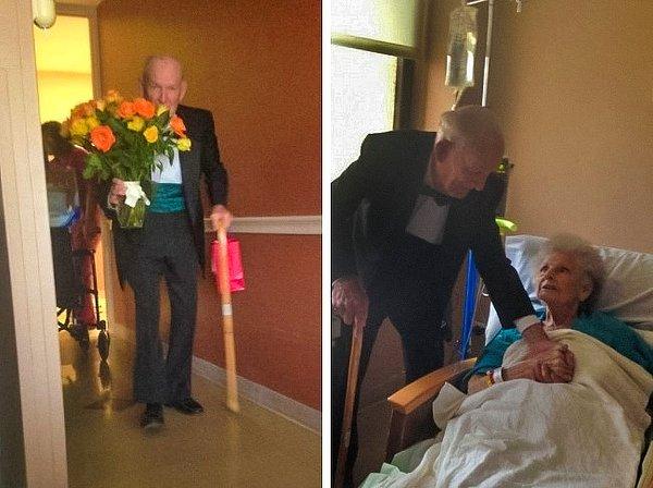 1. "Büyükannem 57. yıl dönümlerinde hastanede olduğu için büyükbabam smokinini giyip ellerinde çiçeklerle ona sürpriz yaptı."
