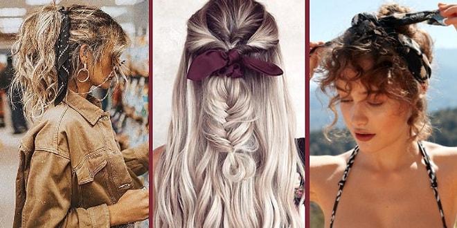 Basit Ama Güzel Saçlar Yapmak İsteyen Kadınlara Özel! Bandanayla Saçınızda Harikalar Yaratabileceğiniz 17 Örnek